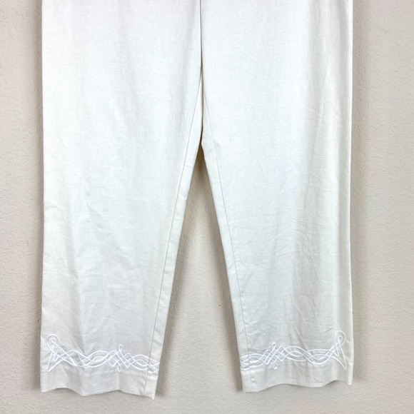 Lillie Rubin Pants Linen Embroidered Cropped - Picture 3 of 9